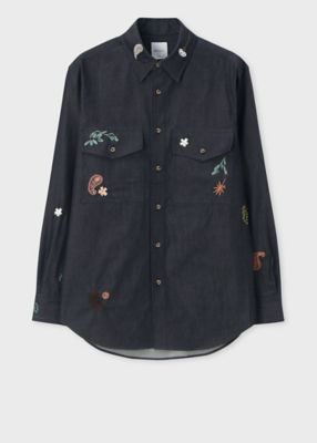 ＜Paul Smith (Men)＞ペイズリーボタニカル　インディゴシャツ（１５３３０７３８９ＺＥ）