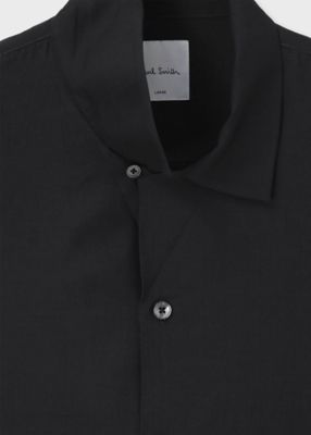 Paul Smith　デザインシャツ Cropped Logo” ソリッド オープンカラーシャツ