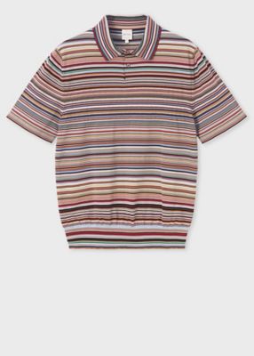 ＜Paul Smith (Men)＞”Ｓｉｇｎａｔｕｒｅ　Ｓｔｒｉｐｅ”　ニット　ポロシャツ（１５３４０３２７０Ｙ）