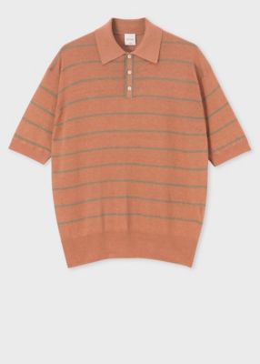 Paul Smith (Men)/ポール・スミス リネンコットンボーダー ニットポロシャツ(153651K2504)
