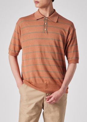 RoberttoCollina☆リネンボーダーポロシャツ リネンコットンボーダー ニットポロシャツ