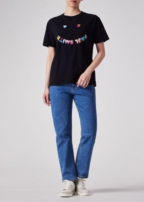 ウィメンズ　”Ｈａｐｐｙ”　グラデーション　ポップ　半袖Ｔシャツ（１５５４００２３２Ｖ）