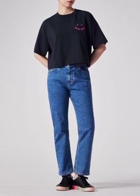 ウィメンズ　”Ｈａｐｐｙ”　クロップド　半袖Ｔシャツ（１５５４０６Ｊ３４０Ｓ）