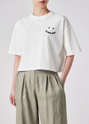 ウィメンズ　”Ｈａｐｐｙ”　クロップド　半袖Ｔシャツ（１５５４０６Ｊ３４０Ｓ）