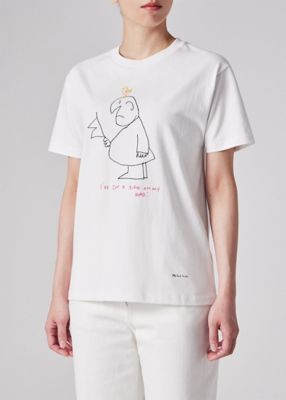 ウィメンズ　Ｄｒａｗｎ　ｂｙ　Ｐａｕｌ　”Ｇｅｎｔｌｅｍａｎ＆Ｂｉｒｄ”　Ｔシャツ（１５５４６２２３２Ｖ）