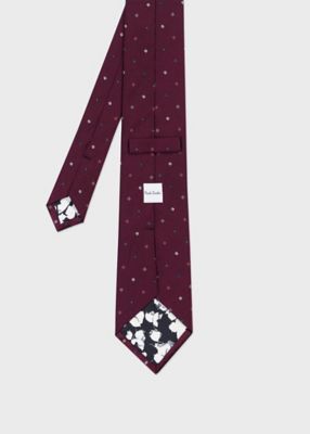 フェラーリ純正ネクタイ(バーガンディ)　25598 Maison Red Silk twill tie with regimental pattern | Ferrari®