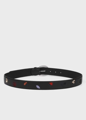 ポールスミスベルトスタッズ付きレザーベルト３本セット Embroidered Elements” レザーベルト