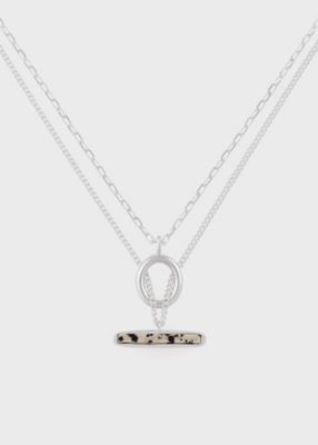 ＜Paul Smith (Men)＞ダルメシアンジャスパー　Ｔバー　ダブルチェーン　ネックレス（１６０９１９２１０Ｄ）