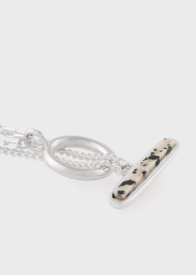 ダルメシアンジャスパー Tバー ダブルチェーン ネックレス