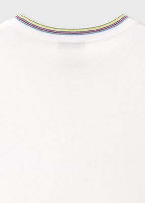 スポーツストライプリブ 半袖カットソー（162505321Y