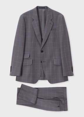 PAUL SMITH ダークグレー スーツ Mサイズ ベスト付き スモーキートーン ウィンドウペーン シングル2Bスーツ