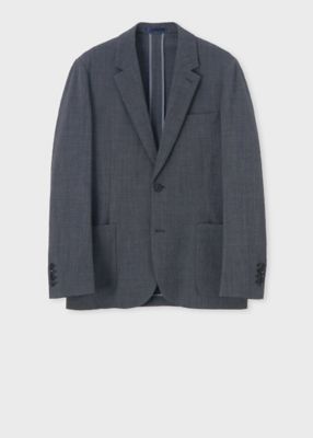 K05282 未使用品 Paul Smith シングル2ボタン：S グレー ウールサッカー ストレッチ シングル2B ジャケット