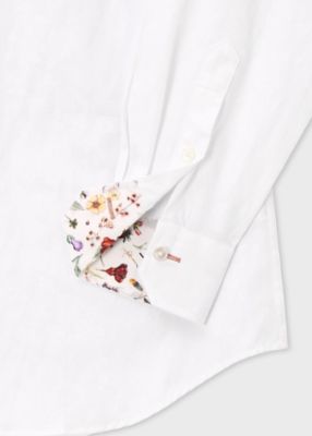 未使用 ポールスミス フローラルジャカード ドレスシャツ Mサイズ 白 フローラルジャカード ドレスシャツ（163211801PRX