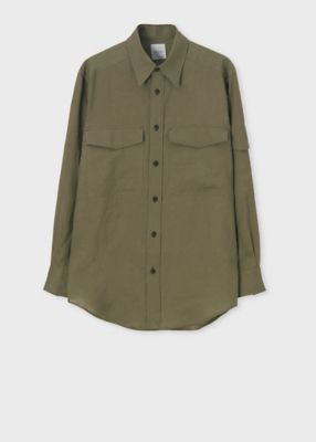 ＜Paul Smith (Men)＞ミリタリー　リネン　長袖シャツ（１６３３２０９４８Ｚ）