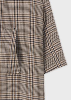 美品】ポールスミス アルパカ混 チェック 比翼 ロング フーデッド