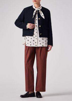 ウィメンズ ツイード ノーカラー ジャケット（165005345J