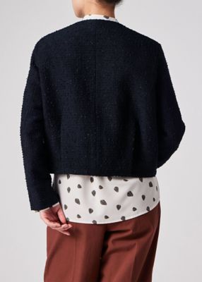 ウィメンズ ツイード ノーカラー ジャケット（165005345J