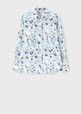 み*き様 LOUIS&CLERK リバティプリント 長袖シャツ Lサイズ ゴルフ ワイシャツ 花柄 プリント ブルー LOUIS & CLERK｜STYLE WORKS