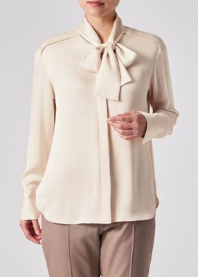 ウィメンズ サテン ボウタイ ブラウス（165014SH191