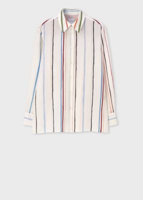 ＜Paul Smith (Women)＞ウィメンズ　　”Ｐａｉｎｔｅｄ　Ｓｔｒｉｐｅ”　シャツ（１６５０２８３５１Ｂ）