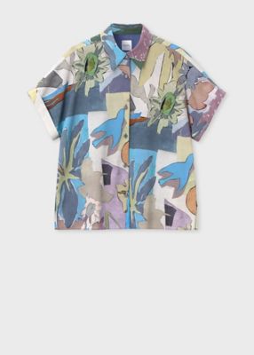 ＜Paul Smith (Women)＞ウィメンズ　”Ｒｉｖｅｒ　Ｃｏｌｌａｇｅ”　プリント　半袖　シャツ（１６５０５７３４７Ｂ）