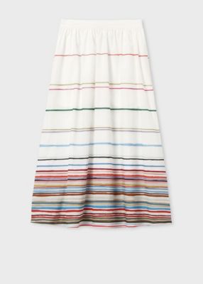 ＜Paul Smith (Women)＞ウィメンズ　”Ｃａｉｒｏ　Ｓｔｒｉｐｅ　Ｃｈａｌｋ”　プリント　スカート（１６５０６０３１１Ｓ）