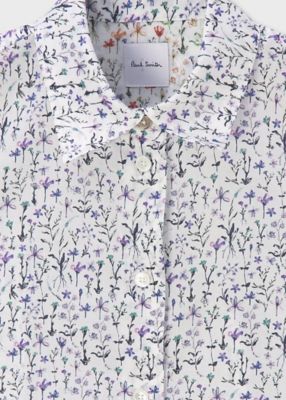 【希少】ポールスミスコレクション　半袖シャツ　絵画　総柄　プリント　Mサイズ ウィメンズ ”Water Colour Floral” 半袖シャツ