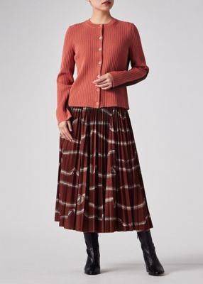 ウィメンズ バイカラー スリット カーディガン