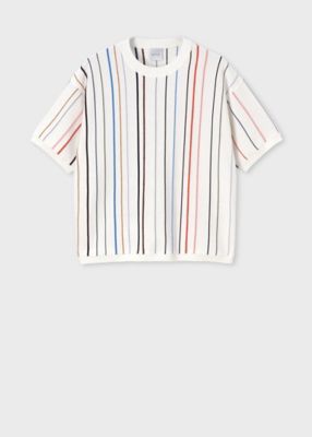 ＜Paul Smith (Women)＞ウィメンズ　マルチカラーライン　半袖ニット（１６５２５２６９５Ｎ）
