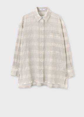 ＜Paul Smith (Women)＞ウィメンズ　ワッシャーチェック　シアー　長袖　シャツ（１６５３５３ＳＨ２８５）