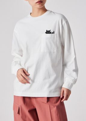 ウィメンズ キャット プリント 長袖Tシャツ（165402J383