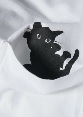 ウィメンズ キャット プリント 長袖Tシャツ（165402J383