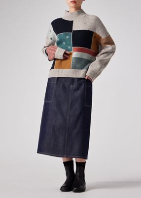 ウィメンズ ”Dice” パッチワーク ニット（165502KN411