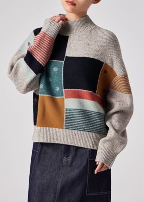 ウィメンズ ”Dice” パッチワーク ニット（165502KN411