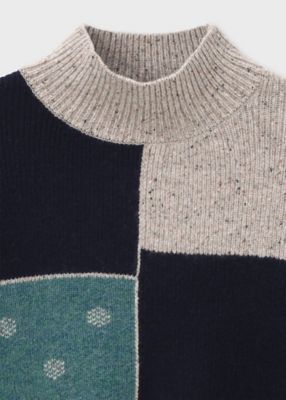 ウィメンズ ”Dice” パッチワーク ニット（165502KN411