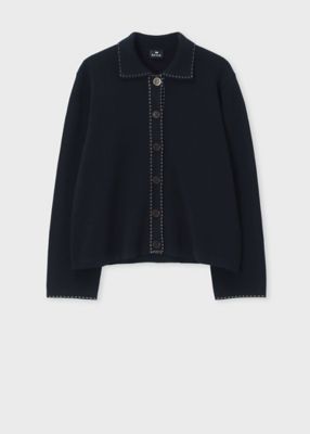 ＜Paul Smith (Women)＞ウィメンズ　コントラストステッチ　ミラノリブ　ニットブルゾン（１６５５２４８１６Ｎ）
