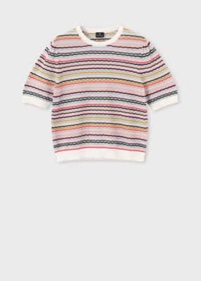 ＜Paul Smith (Women)＞ウィメンズ　ウェーブストライプ　半袖ニット（１６５５５３８０２Ｎ）