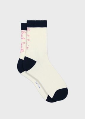 ＜Paul Smith (Women)＞ウィメンズ　リブ　バックロゴ　ソックス（１６５６００ＣＳＷ）