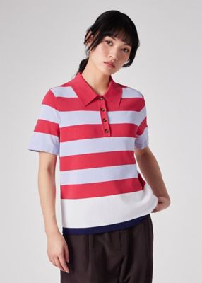 ＜Paul Smith (Women)＞ウィメンズ　Ｐａｕｌ　Ｓｍｉｔｈ　Ｌｏｖｅｓ　Ｂａｒｂｏｕｒ　”Ｆｅｌｔｏｎ　Ｋｎｉｔｔｅｄ”　ポロシャツ（１６５９０５ＬＫＮ１７７０）