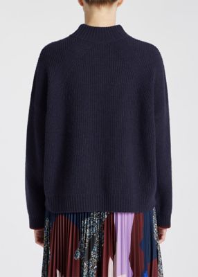 【美品】Paul Smith ポールスミス　ニットタイ　パープル ウィメンズ リブ プルオーバーニット（235256KN112