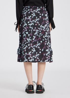 美品✨希少【Paul Smith】幾何学 アートプリント フレア スカート 洗える】Big Flower ロングスカート / Paul Smith