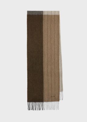 カラーブロッキング ストライプ カシミヤブレンド マフラー