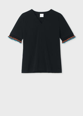 ＜Paul Smith (Women)＞ウィメンズ　ストライプ　フリル　半袖Ｔシャツ（２４５１２４５２００Ｊ２６５＿＿＿＿）