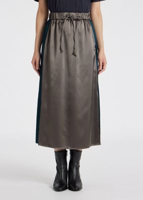 Paul Smith 未使用品♪洗える♪大人ライン♪アートフラワースカート 25SS】WOMEN ステンシルリーフプリント ASKIN鹿の子 スカート