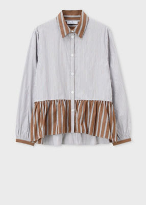 ＜Paul Smith (Women)＞ウィメンズ　ストライプ　ギャザー　ブラウス（２４５３２６７２０９３６１Ｂ＿＿＿＿）