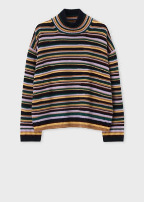 ＜Paul Smith (Women)＞ウィメンズ　”Ｂｒｏｋｅｎ　Ｓｔｒｉｐｅ”　モックネック　ニット（２４５５２５９０００４２７Ｎ＿＿＿＿）