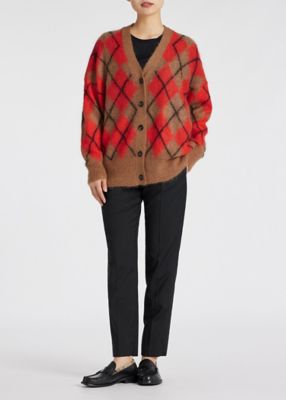 ウィメンズ アーガイル インターシャ カーディガン  