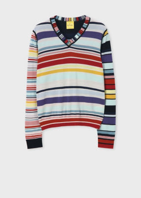 ＜Paul Smith (Women)＞ウィメンズ　フラワーカラー　ストライプ　ニット（２４５９１０９０００ＫＮ１３８＿＿＿）