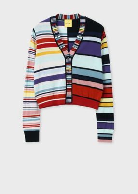 ＜Paul Smith (Women)＞ウィメンズ　フラワーカラー　ストライプ　カーディガン（２４５９１０９０００ＫＮ１３９＿＿＿）