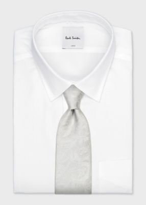 未使用品　Paul Smith 白ジャカード　ネクタイ 結婚式 ペイズリー　新品 未使用品 Paul Smith 白ジャカード ネクタイ 結婚式 ペイズリー 新品